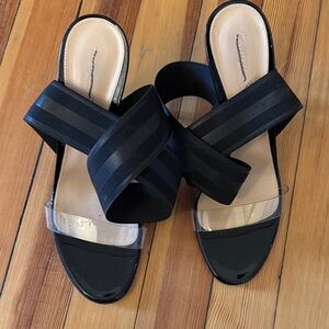 Gianvito Rossi Black and Clear Heeled Sandals